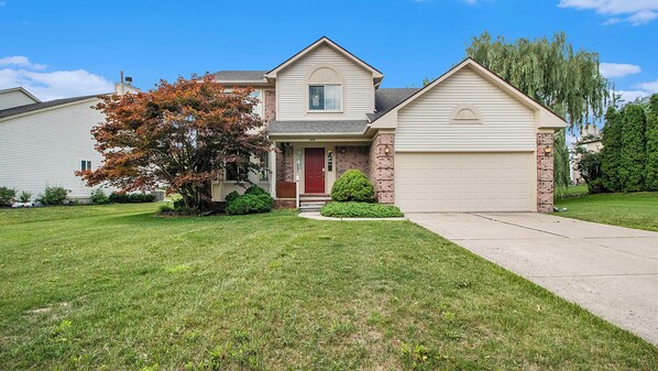 2 car garage with driveway space for 2 more vehicles