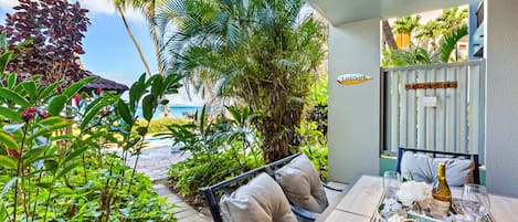 Private lanai with direct pool access and peekaboo ocean views!