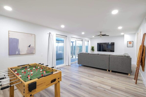 Watch the big game gathered around the lounge then play foosball during halftime
