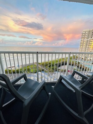 Two rocking chairs on balcony to enjoy the views!