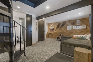 Walkout basement bedroom designed for kids, remodeled in 2022.
