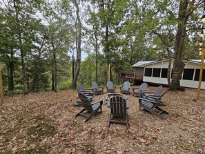 Relax in the adirondack chairs