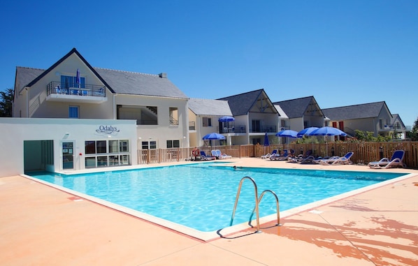 Take in gorgeous views while lounging around the on-site outdoor pool.