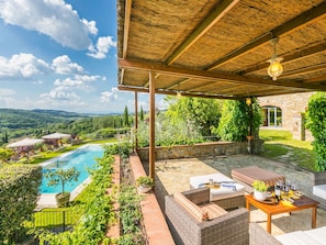 Plant, Cloud, Sky, Building, Table, Shade, Swimming Pool, Outdoor Furniture, Chair, Flowerpot