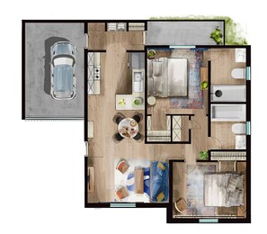 The home is laid out efficiently with plenty of space for four guests!