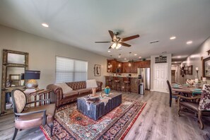 Beautiful open living room/dining room/kitchen!