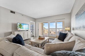 Living Area with Flat Screen & Bay Views