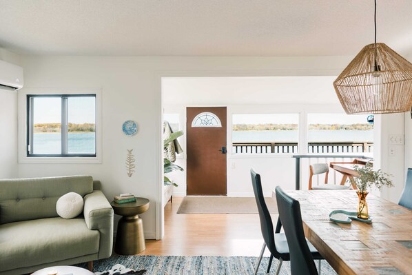 Upstairs at the cottage: all open concept with one heck of a view.