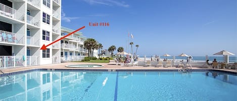Unit location on Ocean Front pool deck