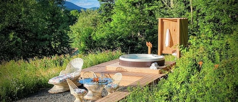 A hot tub for cool summer nights, crisp fall evenings, apres ski adventures.