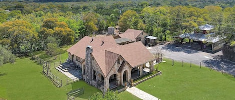 Bird's eye view of the main house