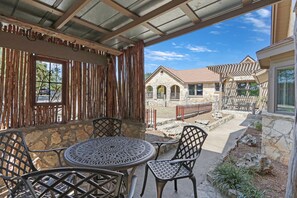 Covered front porch with seating