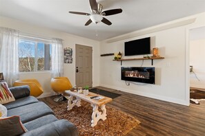 Living room area and front door