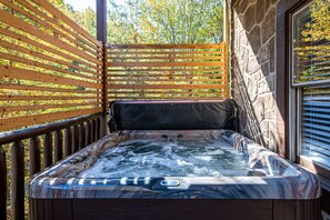 Wonderful private hot tub, with privacy surround (located on bottom level)