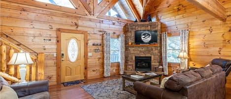 Vaulted ceilings in this beautiful main floor open concept living space