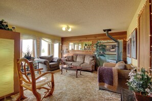 Living Room | Flat-Screen TV | Wood-Burning Stove