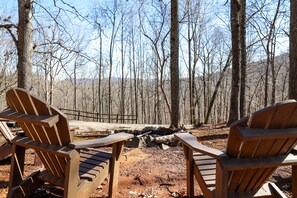 Campfire overlooking the foothills
