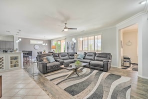 Living Room | Smart TV | Central A/C + Heating | Single-Story Home