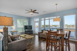 Living area overlooks the lake