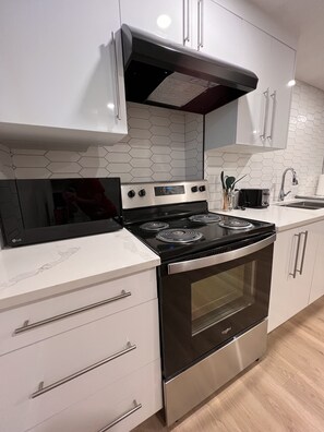 All new appliances microwave, stove & toaster.