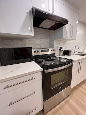 All new appliances microwave, stove & toaster.
