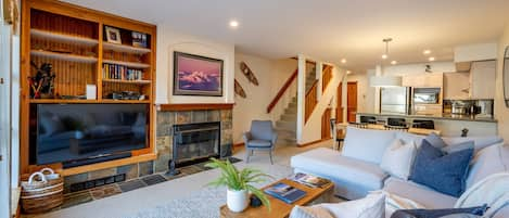 Main Floor - Living Area with Wood Burning Fireplace