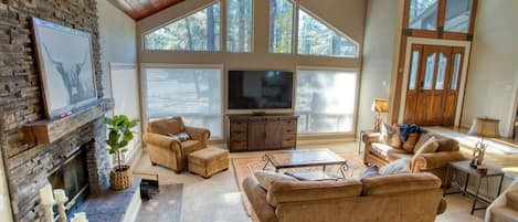 Beautiful sunken living room- enjoy the view from indoors!