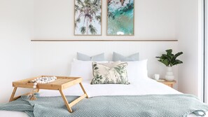 Bedroom with a beautiful king bed. 