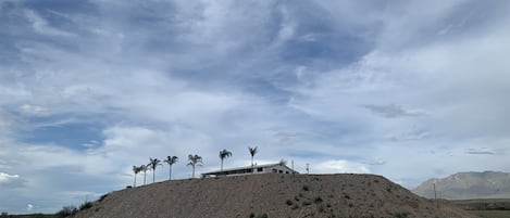 View of property from the Rio Grande River. Chinati Mountains in the distance