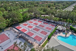 An Aerial View of the Pickleball and Tennis Courts