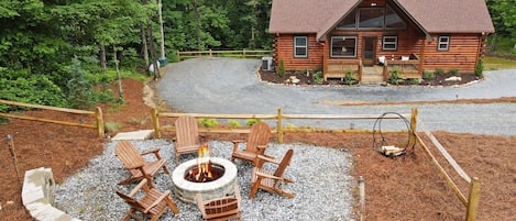 Firepit area and Front of Cabin