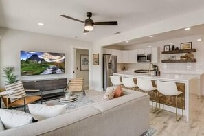 Living room and kitchen area