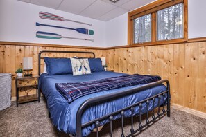 The lake room has a nice queen bed