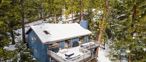 Snow on the deck and the backyard!