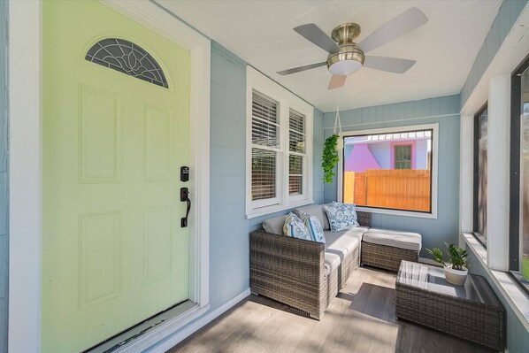 Welcome to Bungalow by the Bay- relax on the front porch in this quiet neighborhood