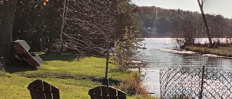 View: river flowing into lake