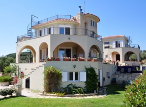 Villa Koukouvayia Main House in front, Garden Suite below, Guest House in rear.