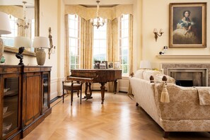 Fairnilee House - grand piano in the drawing room