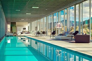 The heat 108-foot indoor pool can be enjoyed year round