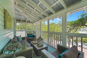 LARGE 2ND FLOOR FURNISHED SCREEN PORCH OFF PRIMARY