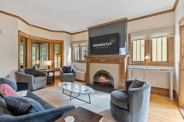 Put your feet up and unwind in this cozy living room