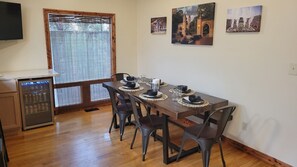 eat in kitchen with beverage center and smart tv