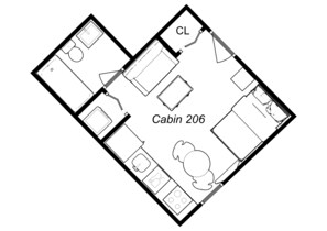 Floor plan of cabin 206