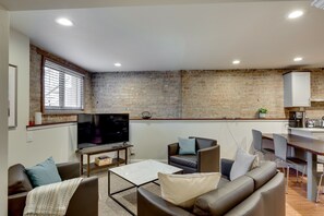 Our living room exudes comfort! And is ready for you to make yourself at home in