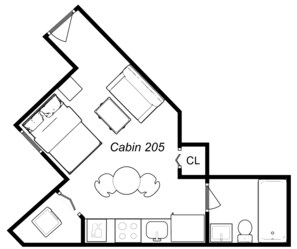 Floor plan of cabin 205