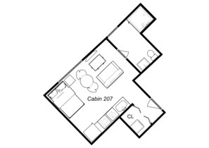 Floor plan of cabin 207