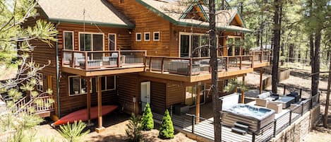 Main level and lower deck with nothing but forest behind