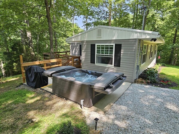 Side Patio with Hot Tub and Gas Grill