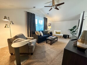 Open living room, great for gathering  or watching TV.