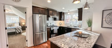 Fully stocked kitchen.
